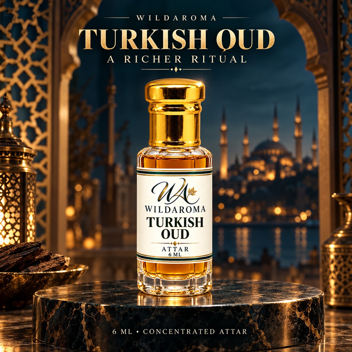 Turkish Oud Luxury Attar - 100% Pure Alcohol-Free Perfume Oil